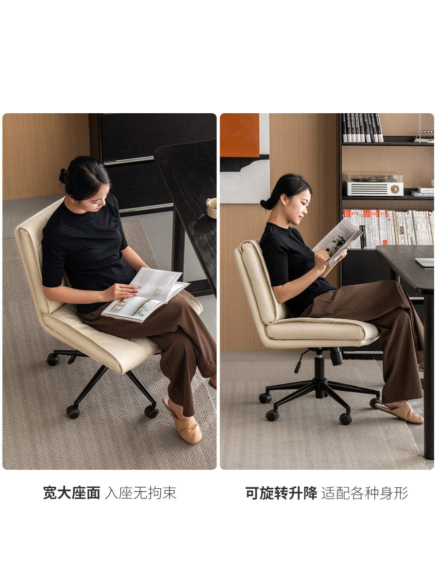 电脑椅书房奶油风可升降办公椅旋转软包椅简约靠背椅